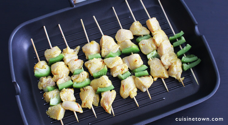 Chicken Kebabs in Grill pan