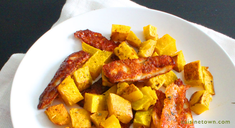 Baked Pumpkin with Halloumi